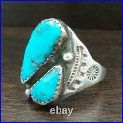 Vintage Native American Sterling Silver & Turquoise Ring Marked BL