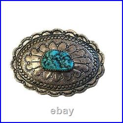 Vintage Native American Women's Sterling Silver Turquoise Belt Marked Sterling
