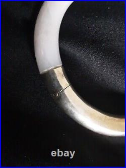Vintage Natural Stone (Jade/Jadeete) Silver Bangle Bracelet