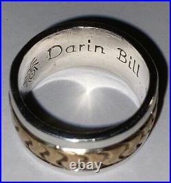 Vintage Navajo Artisan Darin Bill Spider Mark Heavy Sterling & Gold Band Ring