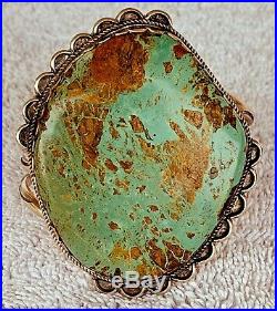 Vintage Navajo Old Pawn Turquoise Cabochon Bracelet, Mark M Sterling, 1980s