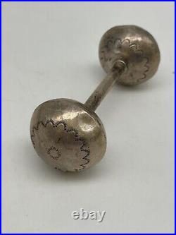 Vintage Navajo Sterling Silver Marked Baby Rattle Bell 4 Long 34g