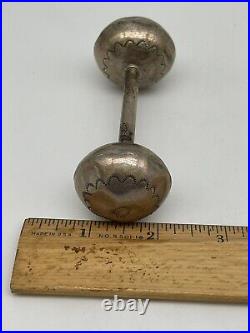 Vintage Navajo Sterling Silver Marked Baby Rattle Bell 4 Long 34g