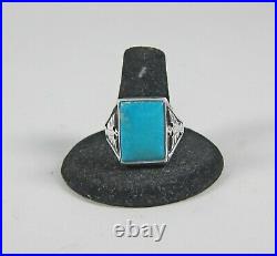 Vintage Navajo Sterling Silver&Turquoise Thunderbird Ring S/11.75 Unknown Mark