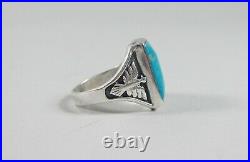 Vintage Navajo Sterling Silver&Turquoise Thunderbird Ring S/11.75 Unknown Mark