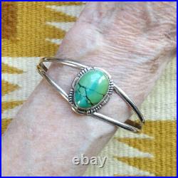Vintage Navajo Turquoise Cuff Bracelet Two Tone Turquoise Stone Marked Sterling