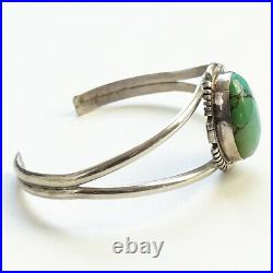 Vintage Navajo Turquoise Cuff Bracelet Two Tone Turquoise Stone Marked Sterling