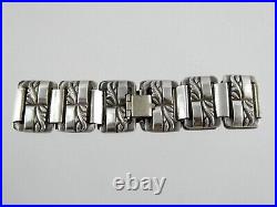 Vintage OM Marked 800 Silver Flourish Design Panel Bracelet 7 Inches 29.2g