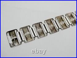 Vintage OM Marked 800 Silver Flourish Design Panel Bracelet 7 Inches 29.2g