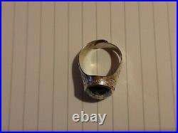 Vintage Opening Sterling Silver Poison / Locket Ring Adjustable Unisex W Garnet