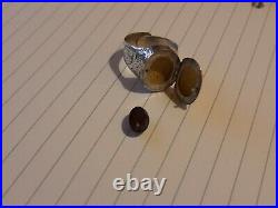 Vintage Opening Sterling Silver Poison / Locket Ring Adjustable Unisex W Garnet
