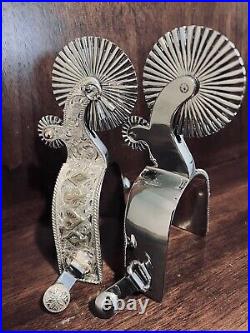 Vintage Overlay Sterling Silver Tom MIX Card Suit Spurs Single Mounted Marked