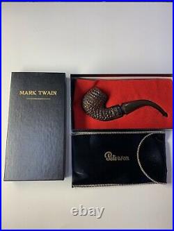 Vintage Peterson Rustic Mark Twain Smoking Pipe Sterling Silver Inbox Ireland