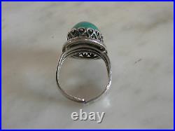 Vintage Possibly Deco Sterling Silver Israel Marked Ring with Malachite Stone