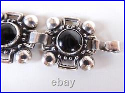 Vintage Pre-Eagle Mark Mexican Sterling Silver & Black Onyx Bracelet