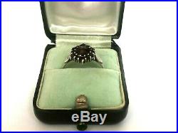 Vintage Rare Bohemian Silver Marked Garnet Ladie`s Ring with Box