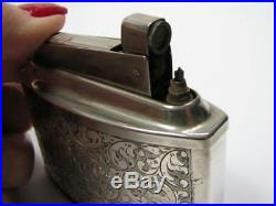 Vintage Rare Kw Classic Lighter Sterling Silver Marked 935 Engraved Decorated