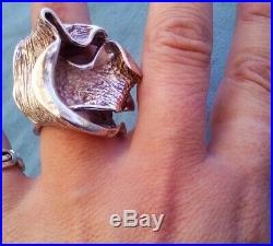 Vintage Ring Sterling Silver Modernist Brutalist marked 925 Huge, Size Small