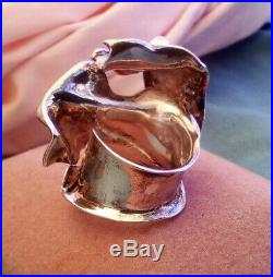 Vintage Ring Sterling Silver Modernist Brutalist marked 925 Huge, Size Small