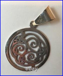 Vintage STERLING SILVER Celtic knot pendant large signed artist mark 925 fine