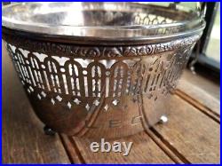 Vintage STERLING SILVER & GLASS ICE BUCKET & TONGS Stamped / Marked