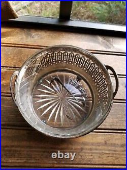 Vintage STERLING SILVER & GLASS ICE BUCKET & TONGS Stamped / Marked