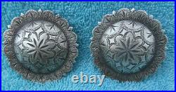 Vintage Scallop Edge Engraved Sterling Silver Marked Horse Bridle Conchos