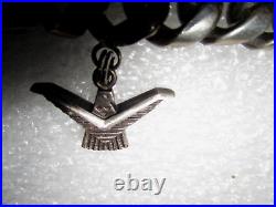 Vintage Silver Cuban Curb Bracelet Marked Mexico Silver Thunderbird Charm