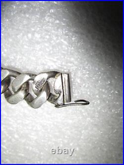 Vintage Silver Cuban Curb Bracelet Marked Mexico Silver Thunderbird Charm