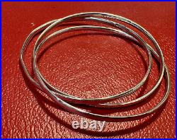 Vintage Sleek Sterling Silver 3 Interlocked Bangle Bracelets Maker Marked 925 MA