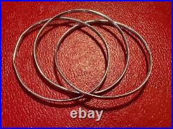 Vintage Sleek Sterling Silver 3 Interlocked Bangle Bracelets Maker Marked 925 MA