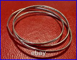 Vintage Sleek Sterling Silver 3 Interlocked Bangle Bracelets Maker Marked 925 MA