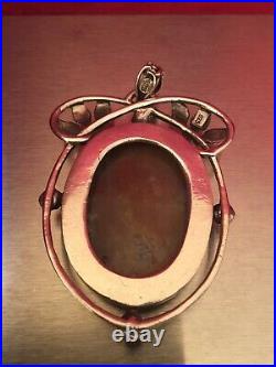 Vintage Solid Sterling Silver Art Nouveau Style Large Agate Pendant Marked 925