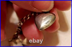 Vintage Sterling Marked Charm Bracelet See, Hear and Speak no Evil With Hearts
