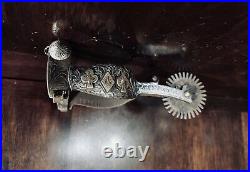 Vintage Sterling Overlay Silver Card Suit Single Mounted Spurs Marked Garcia