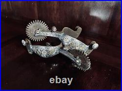 Vintage Sterling Overlay Silver Card Suit Single Mounted Spurs Marked Garcia