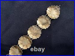 Vintage Sterling Siler Bracelet Enamel Flowers Gilding Large Size Marked