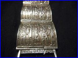 Vintage Sterling Silver 1 1/4 Wide Egyptian Design Bracelet 7 Marked 925