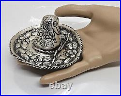 Vintage Sterling Silver 3D Mexican Sombrero Hat Marked Signed Tetrepoli 925 2 Gr