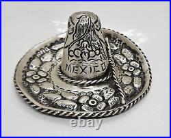 Vintage Sterling Silver 3D Mexican Sombrero Hat Marked Signed Tetrepoli 925 2 Gr