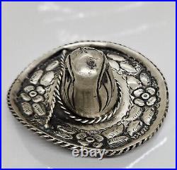 Vintage Sterling Silver 3D Mexican Sombrero Hat Marked Signed Tetrepoli 925 2 Gr