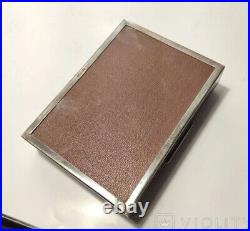 Vintage Sterling Silver 835 Cigarette Box Case Germany Etached Marked Wood 20th