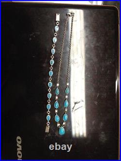 Vintage Sterling Silver 925 And Turquoise Set. Bracelet, Necklace Marked925