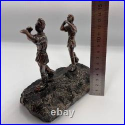 Vintage Sterling Silver 925 Figure Statue Two Winemakers on Stone Base Marked