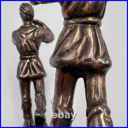 Vintage Sterling Silver 925 Figure Statue Two Winemakers on Stone Base Marked