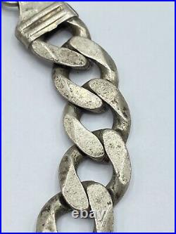 Vintage Sterling Silver 925 Marked Thick & Chunky Curb Chain Bracelet 50 Grams