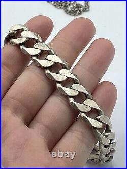 Vintage Sterling Silver 925 Marked Thick & Chunky Curb Chain Bracelet 50 Grams