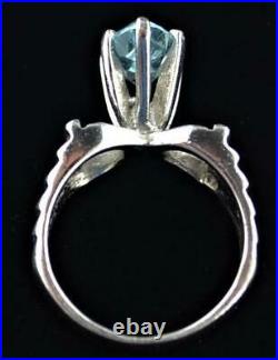 Vintage Sterling Silver. 925 Marquise Blue Topaz Ring Marked Nd Size 6 1/4