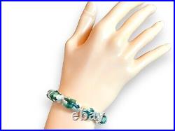 Vintage Sterling Silver 925 Signed Green Malachite Handcrafted Bracelet