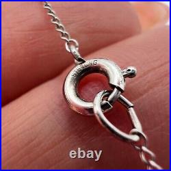 Vintage Sterling Silver 925 Womens Jewelry Chain Necklace Pendant Crystal Marked